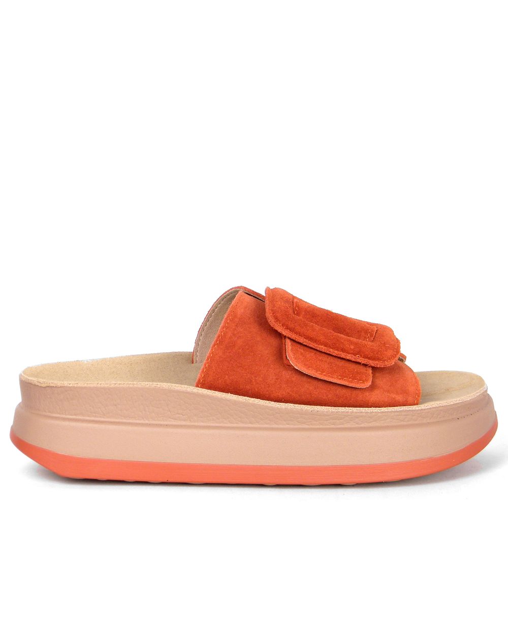 כפכפי נוחות פנטזי סנדל VASILEIA פלטפורמה זמש כתום חמרה (1)