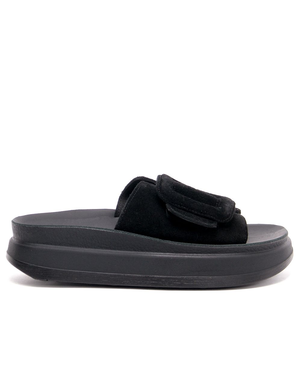 כפכפי נוחות פנטזי סנדל VASILEIA פלטפורמה זמש שחור (1)