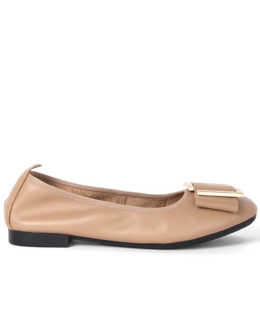 נעלי בלרינה מעור קאמל - נעליים לנשים (1)