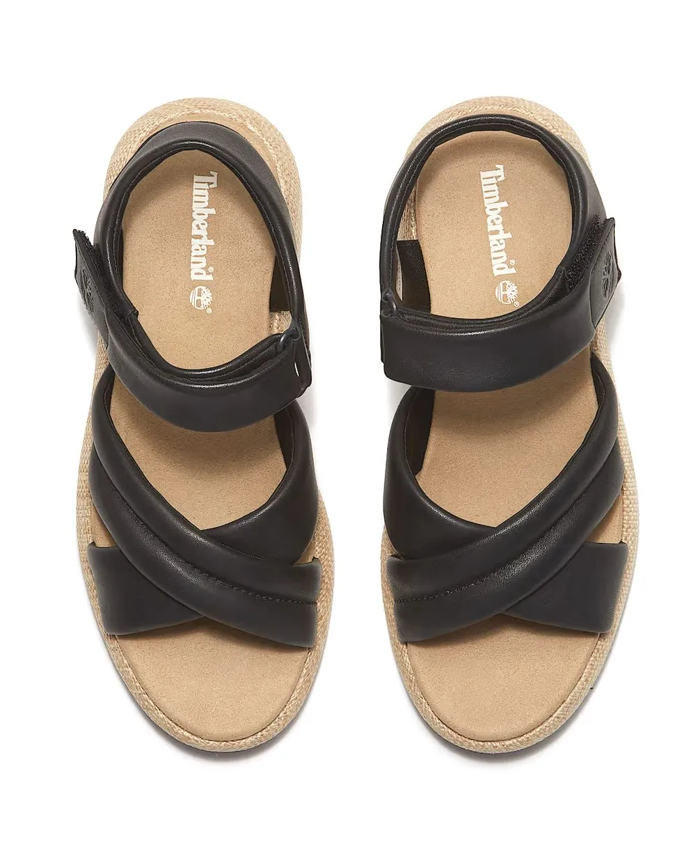 סנדל עור לנשים Timberland Belmar – תצוגה עליונה המדגימה את מבנה הרצועות ותמיכת הקשת בכף הרגל.