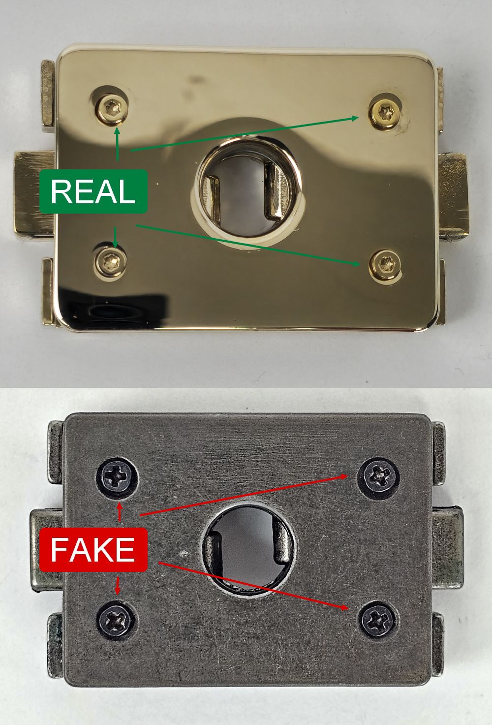 מקוריות לתיק שאנל-ברגים מקוריים מול זיוף