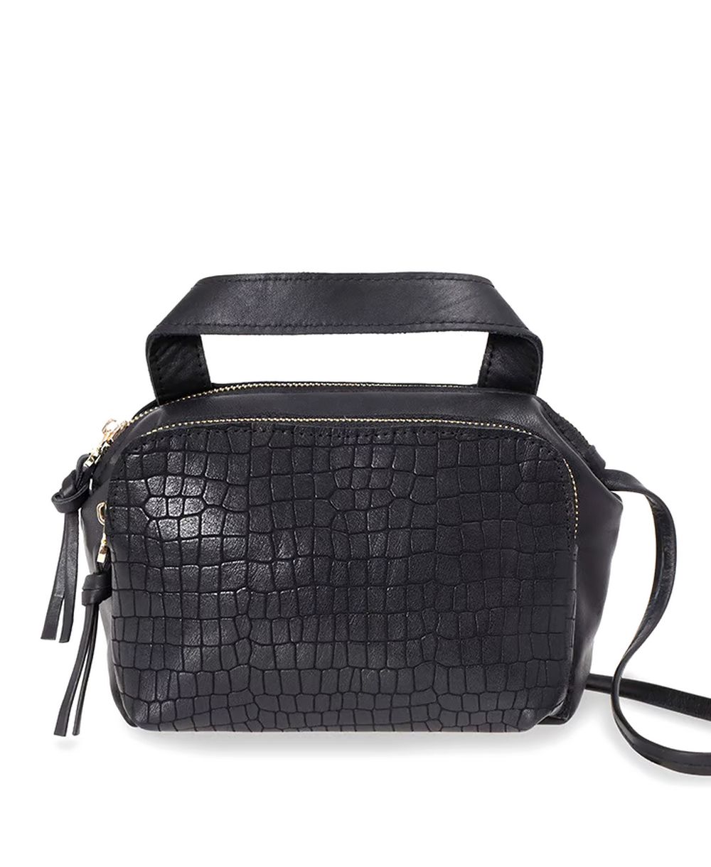 תיק צד לנשים נטע שדה חבצלת שחור ריבועים