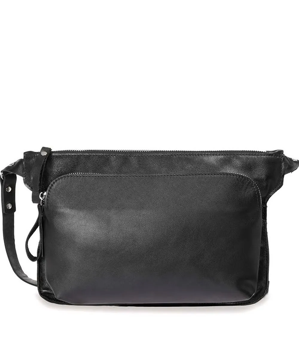 תיק צד לנשים מעור שחור נאפה, דגם מודיליאני בעיצוב נטע שדה