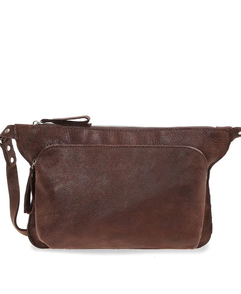 תיק צד לנשים מעור חום כהה סוואנה, דגם מודיליאני בעיצוב נטע שדה.