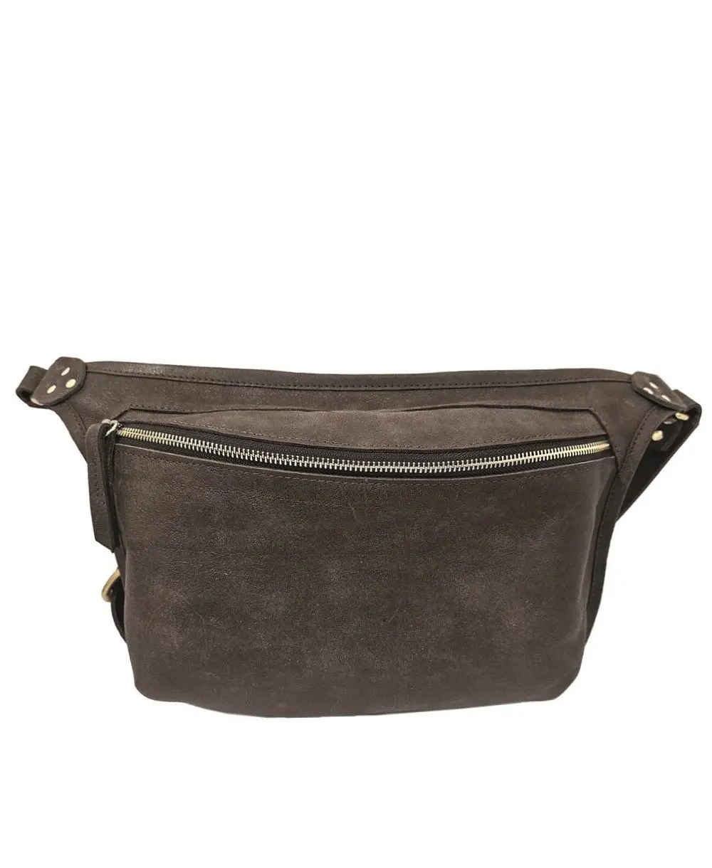 תיק פאוץ' לנשים דגם אירוס מעור סוואנה חום כהה נטע שדה neta sade