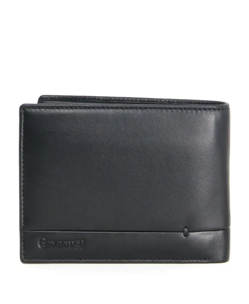 ארנק עור לגבר עם תא סתרים בצבע שחור