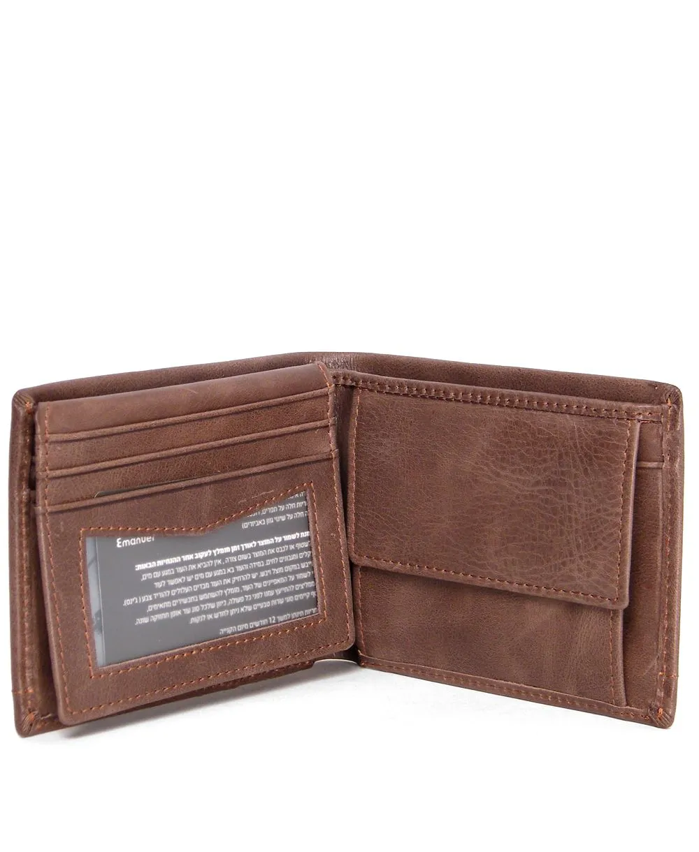 ארנק לגבר מעור חום מעונן ותא סתרים – תמונה 3