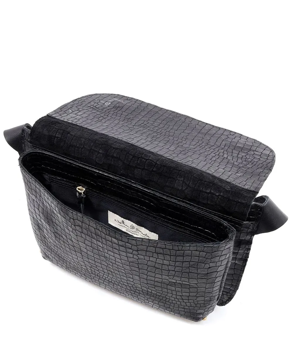 תיק לנשים כרם גדול שחור ריבועים | נטע שדה – תמונה 4