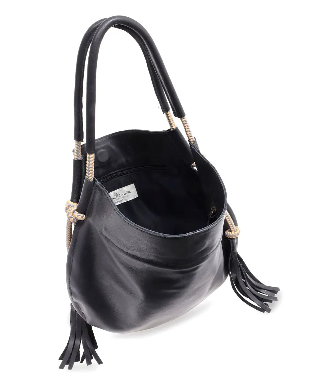 תיק צד לנשים מנטרה נאפה שחור | נטע שדה – תמונה 2