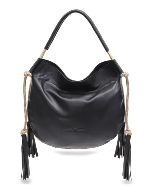 תיק צד לנשים דגם מנטרה מעור נאפה שחור בעיצוב נטע שדה