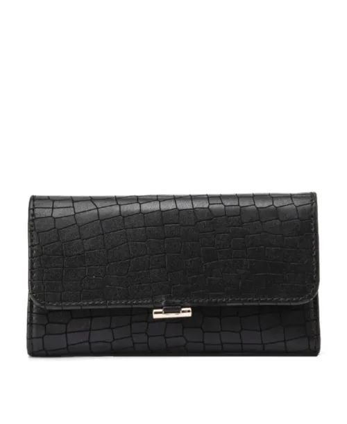 ארנק נטע שדה שחור בטקסטורת ריבועים – דגם פרג