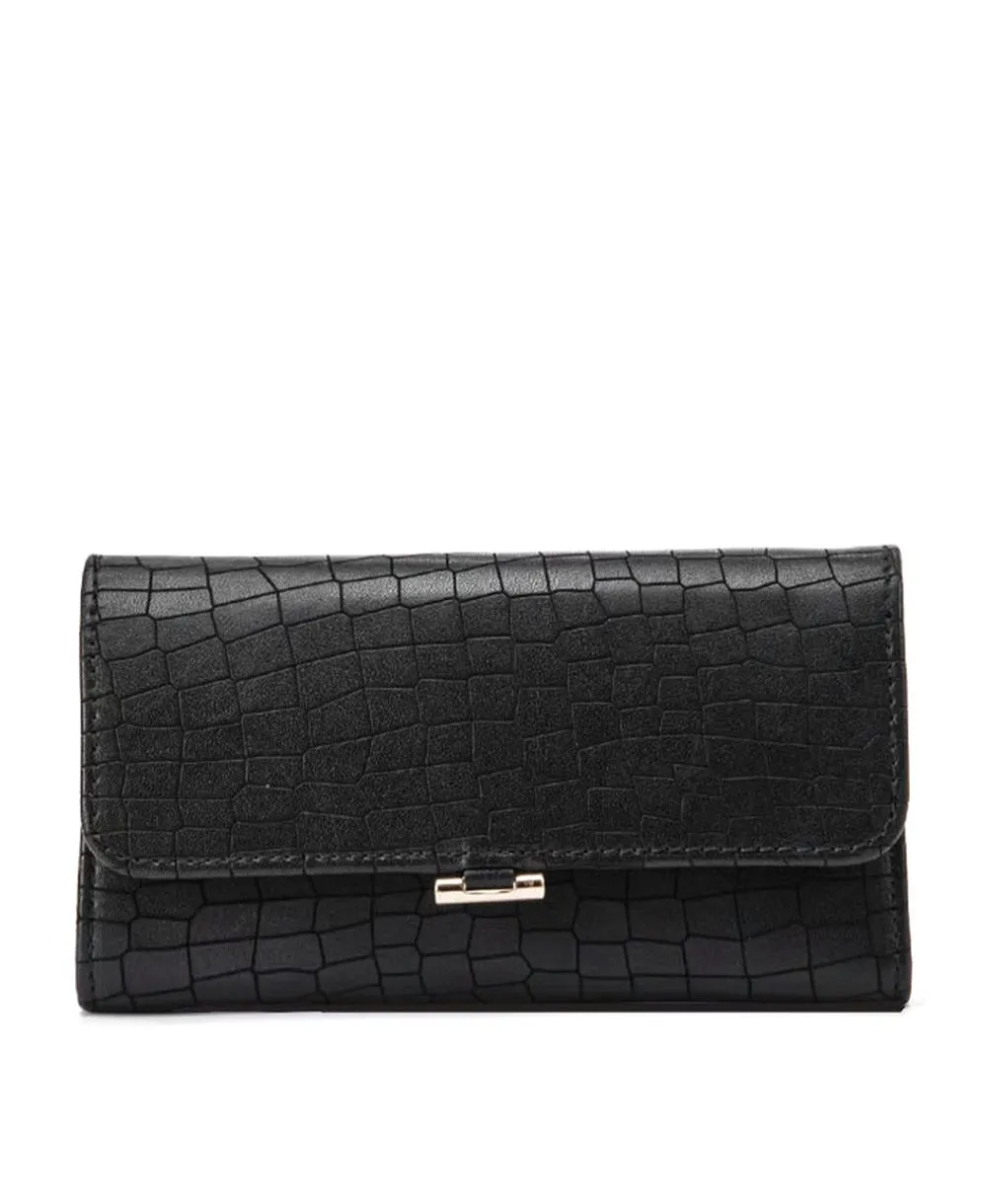 ארנק נטע שדה שחור בטקסטורת ריבועים – דגם פרג