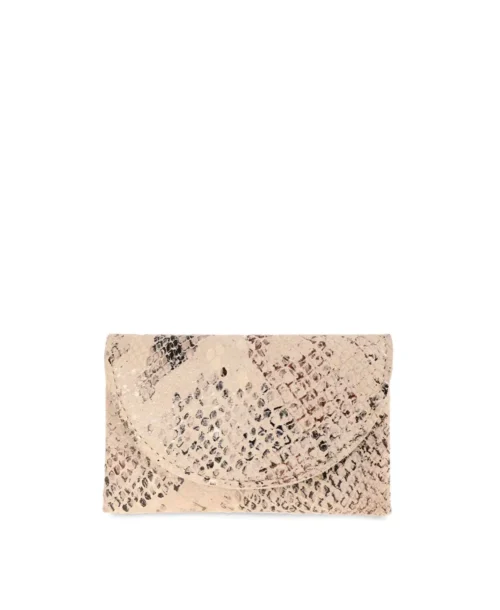 ארנק קטן נשים דגם מיקרו נחש בז' מעצבת נטע שדה מבט קדימה