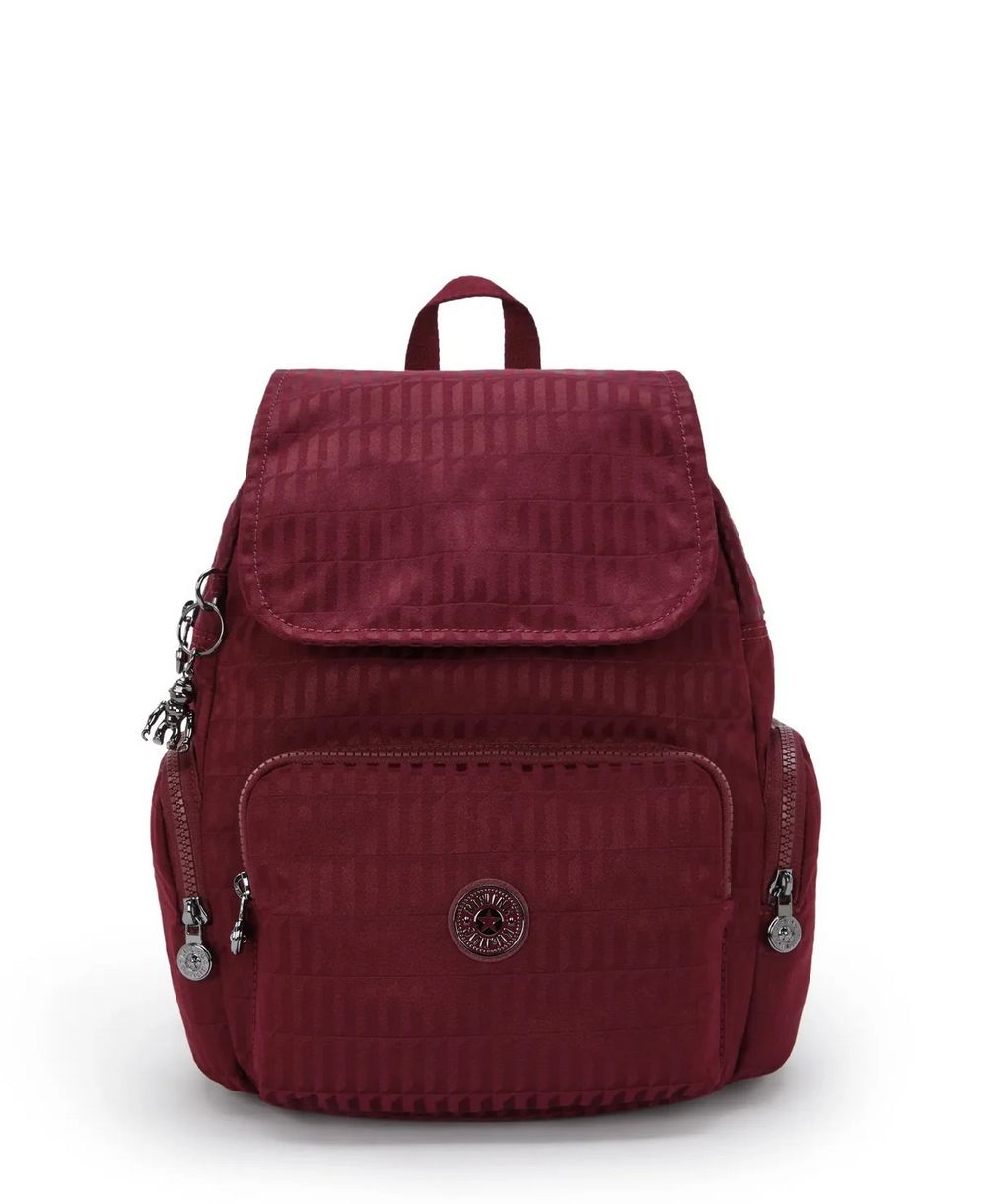 תיק גב קיפלינג סיטי זיפ S בורדו יין קוביות