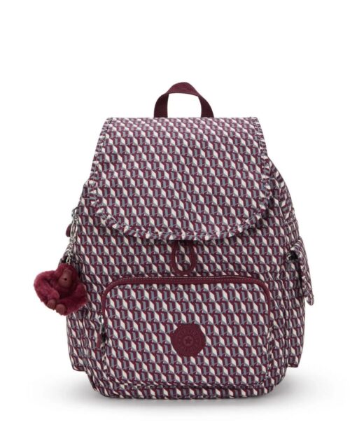 תיק גב קיפלינג סיטי פאק בינוני בורדו יין גיאומטרי (1)