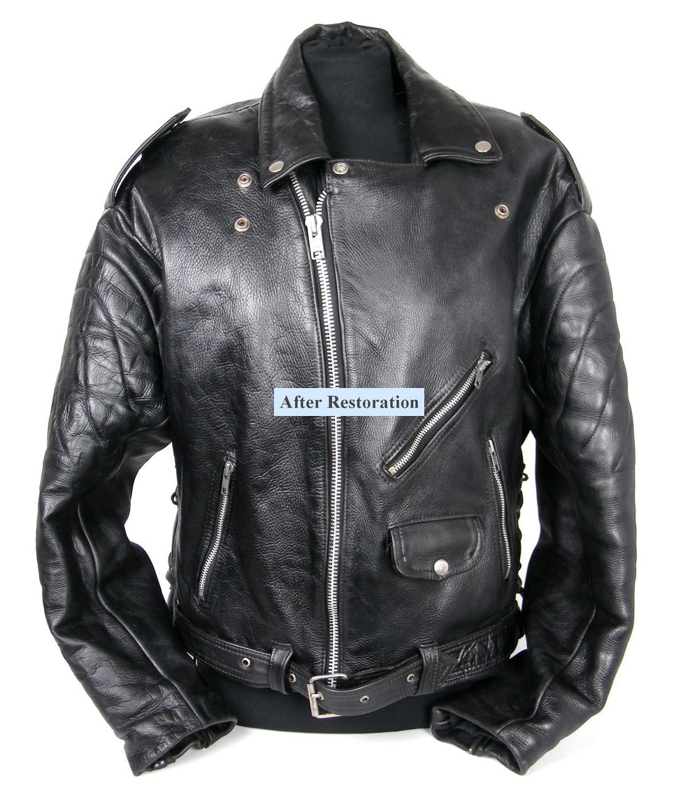 חזית מעיל עור הרלי דיווידסון משנות ה־80 לאחר שחזור מלא