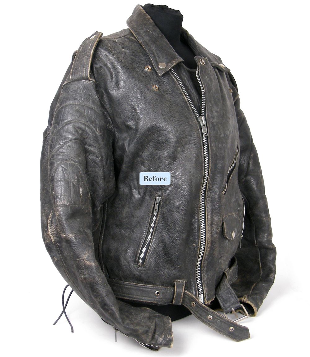 מעיל עור הארלי דיווידסון וינטג’ משנות ה־80 צילום צד לפני שחזור