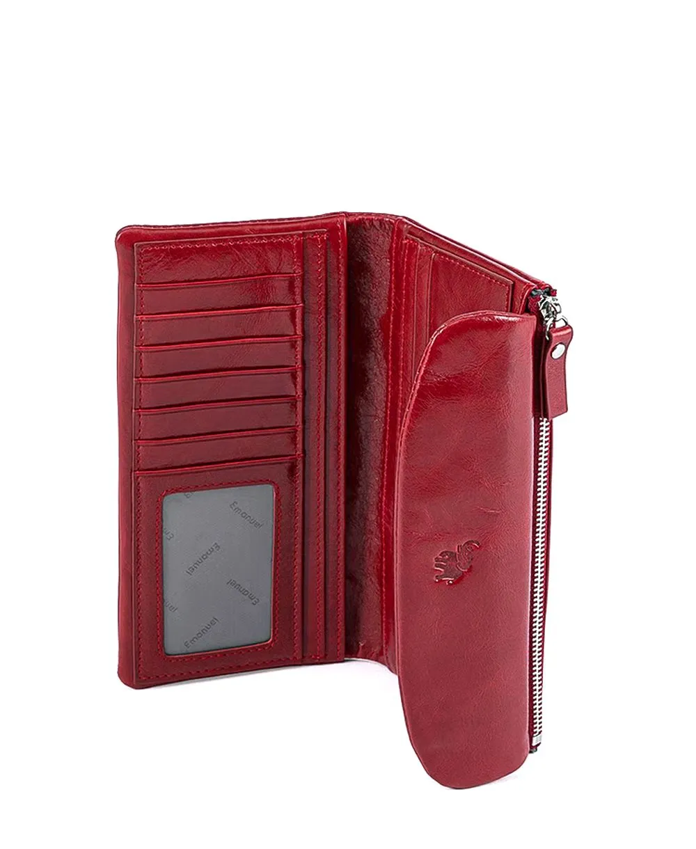 ארנק מעור גדול לנשים אליאנה אדום | עמנואל – תמונה 3