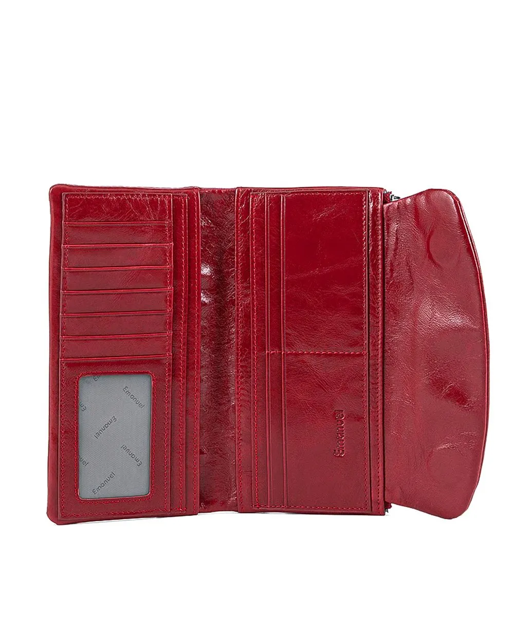 ארנק מעור גדול לנשים אליאנה אדום | עמנואל – תמונה 2