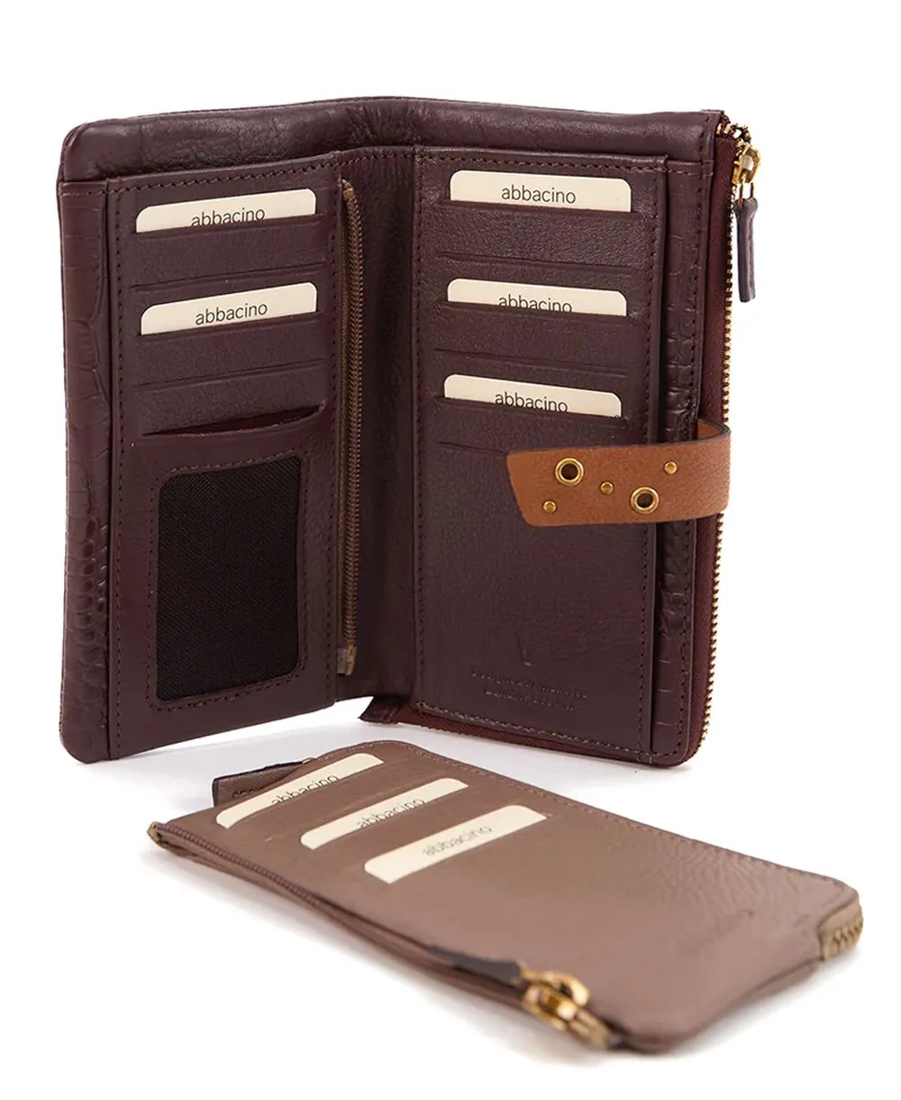 ארנק עור גדול לנשים עדיה בורגנדי | Abbacino – תמונה 6