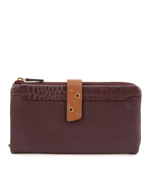 ארנק עור גדול לנשים עדיה בורגנדי Abbacino