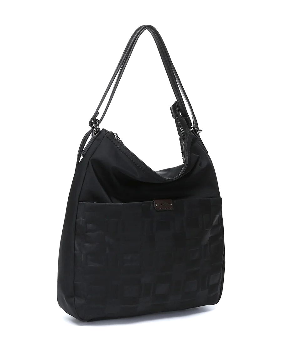 תיק גב/צד לנשים טקסטורה שחור מעוצב | Abbacino – תמונה 3