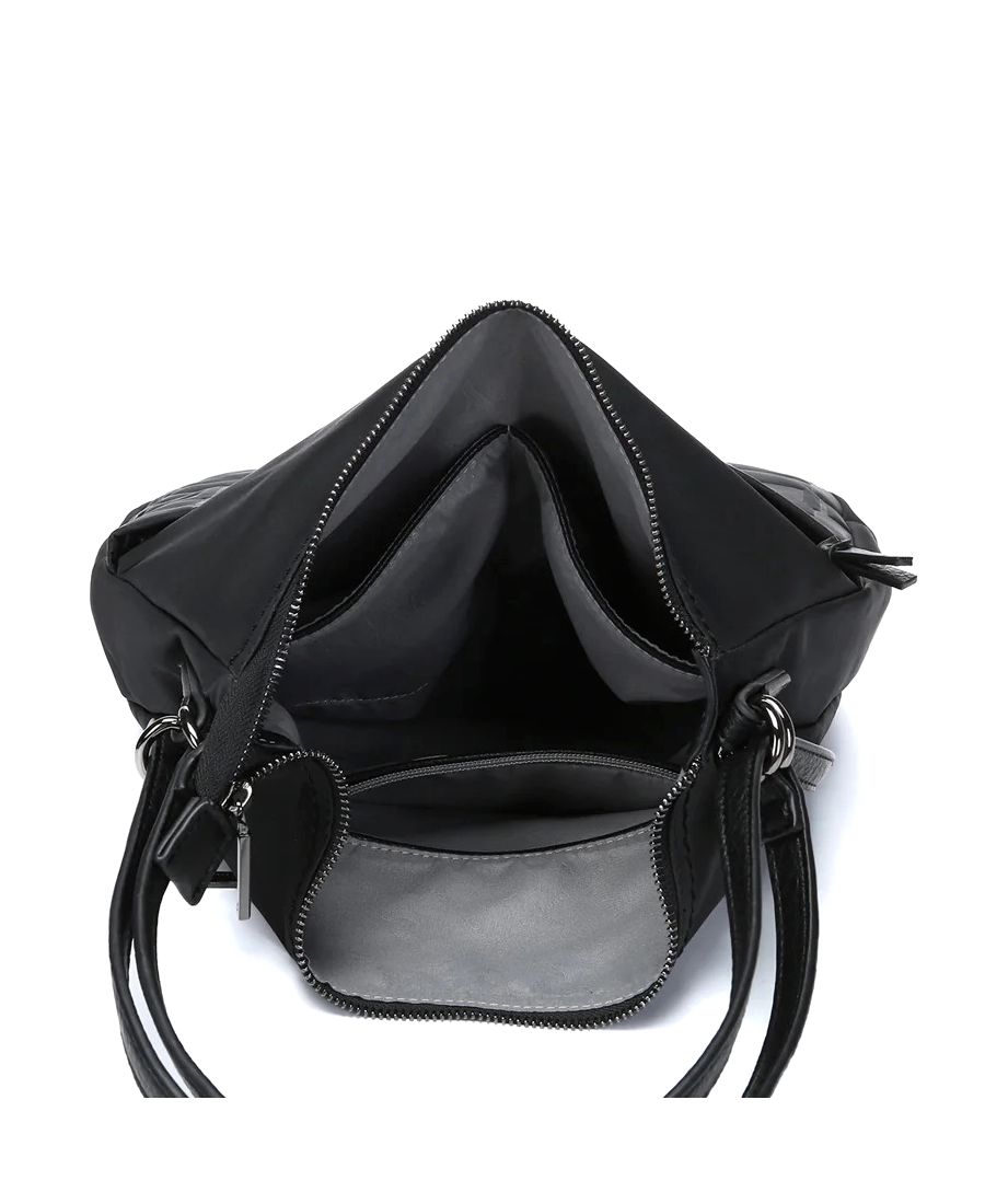 תיק גב/צד לנשים טקסטורה שחור מעוצב | Abbacino – תמונה 6