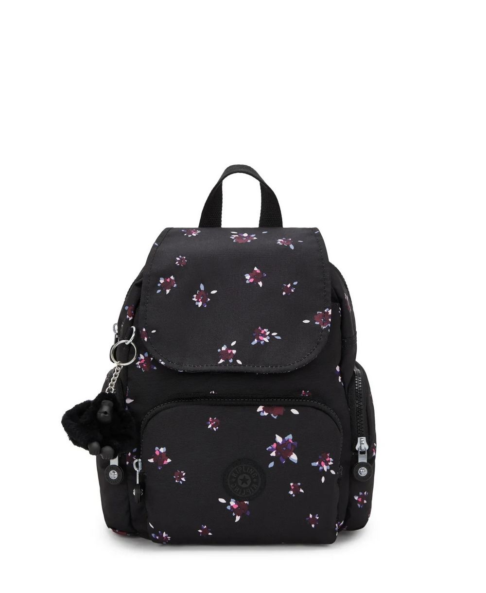 תיק גב קיפלינג סיטי פאק מיני שחור פרחים