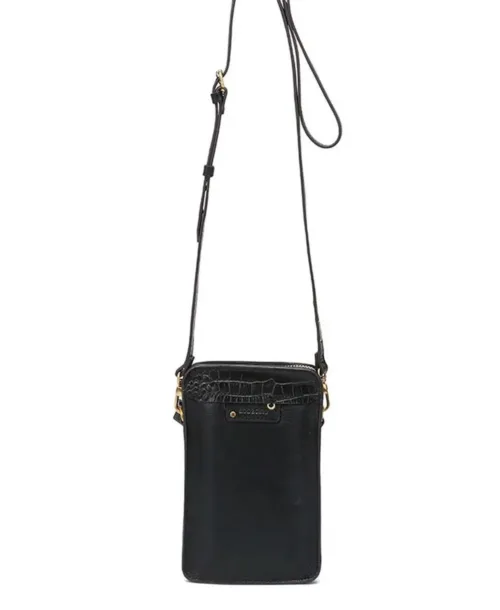 תיק מעור לטלפון שחור Abbacino