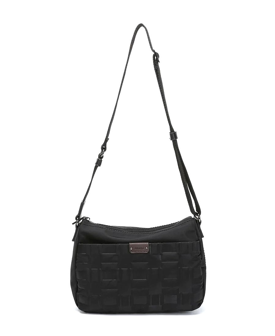 תיק צד אלכסוני לנשים טקסטורה שחור מעוצב Abbacino (1)