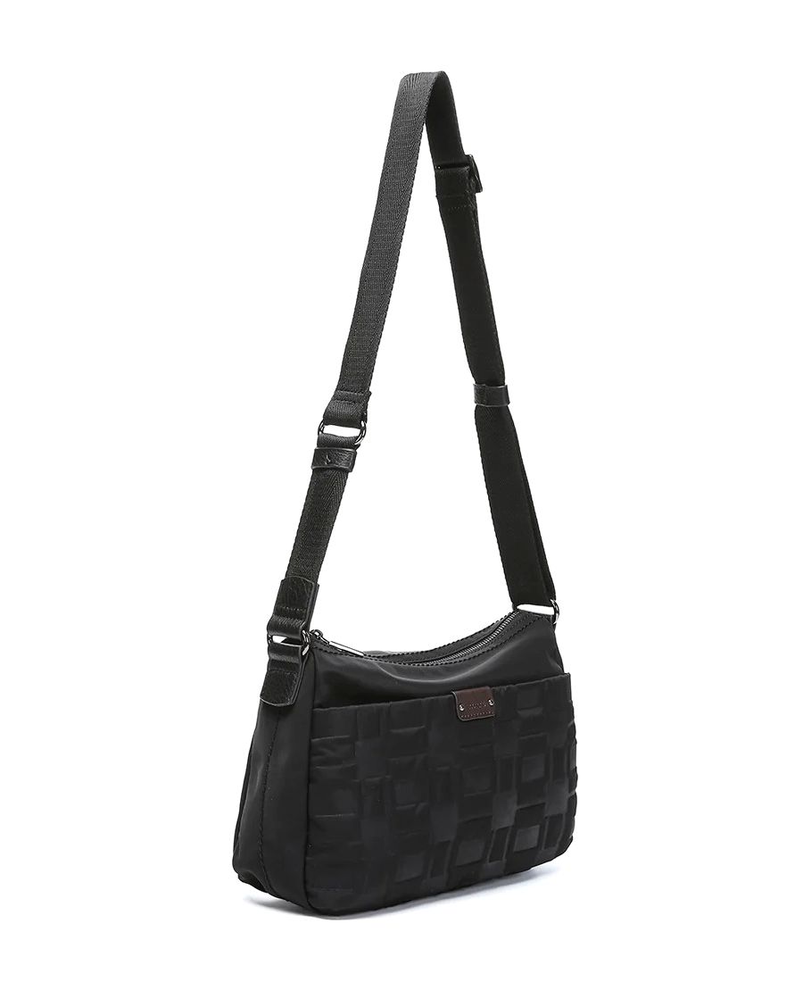 תיק צד אלכסוני לנשים טקסטורה שחור מעוצב | Abbacino – תמונה 2