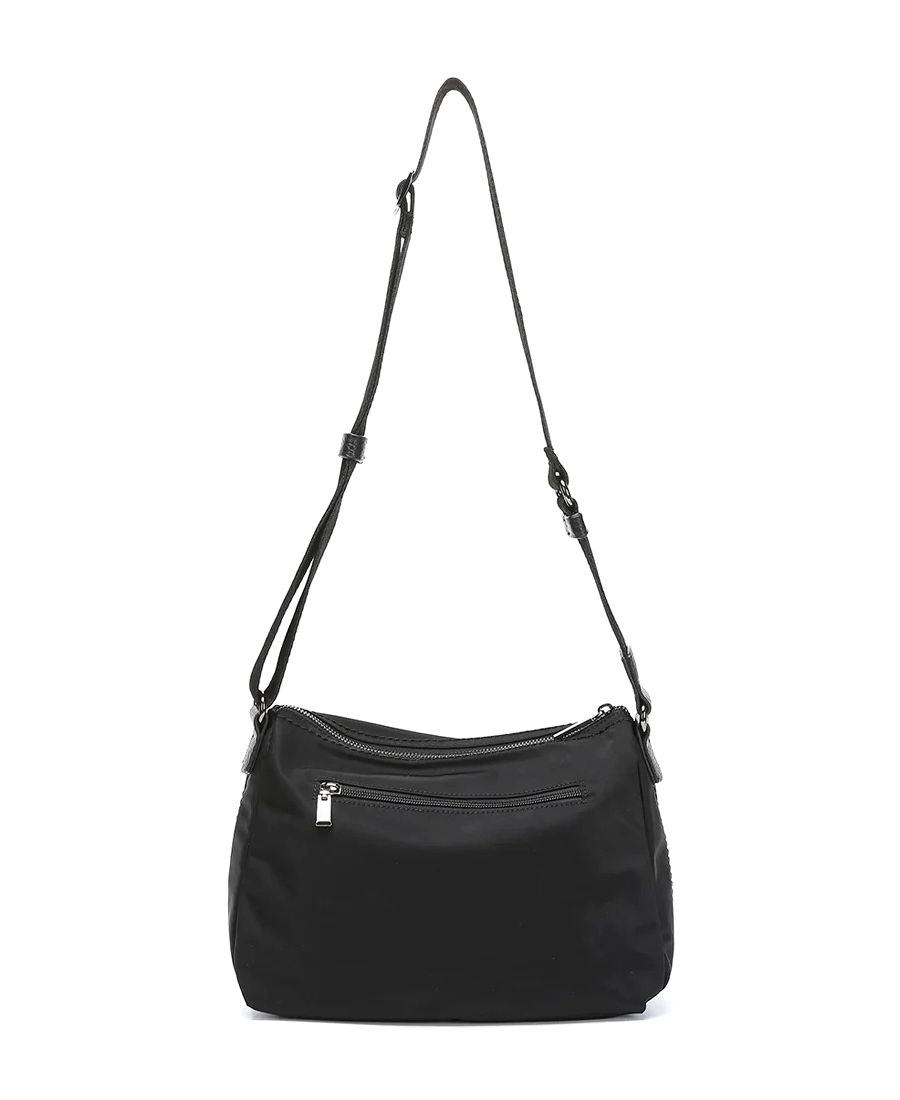 תיק צד אלכסוני לנשים טקסטורה שחור מעוצב | Abbacino – תמונה 3