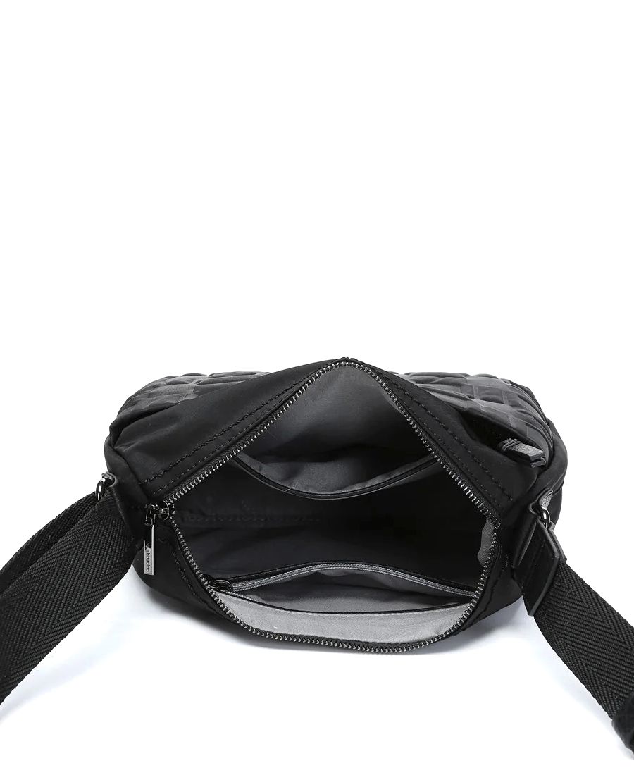 תיק צד אלכסוני לנשים טקסטורה שחור מעוצב | Abbacino – תמונה 5