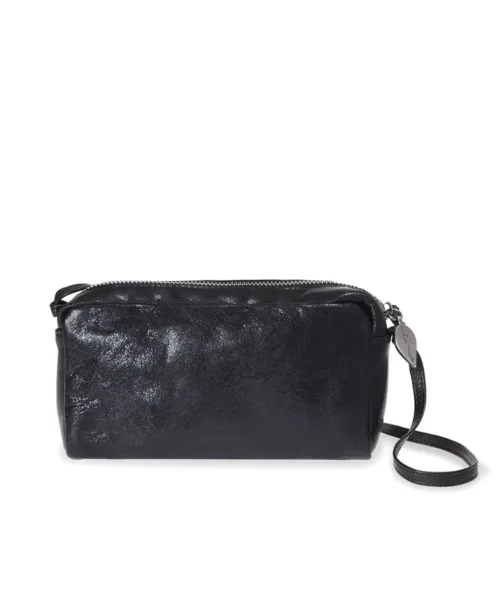 תיק צד לנשים מעור שחור מטאלי - נטע שדה (1)