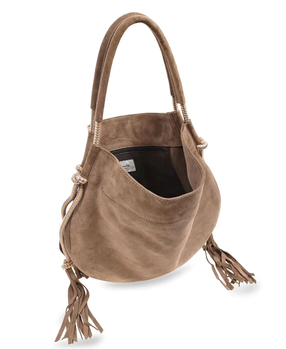 תיק צד לנשים מנטרה זמש אפור | נטע שדה – תמונה 6