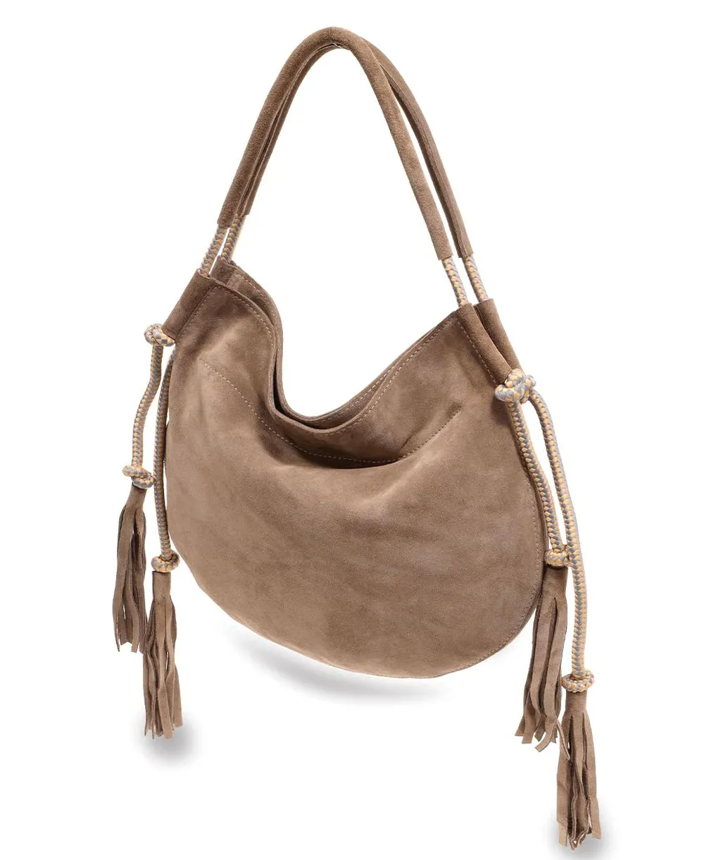 תיק צד לנשים מנטרה זמש אפור | נטע שדה – תמונה 5