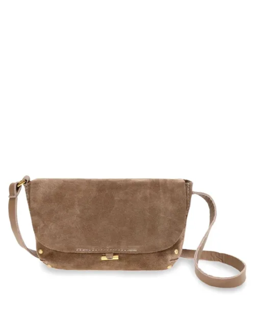 תיק צד לנשים מיני תום אפור זמש מעצבת נטע שדה