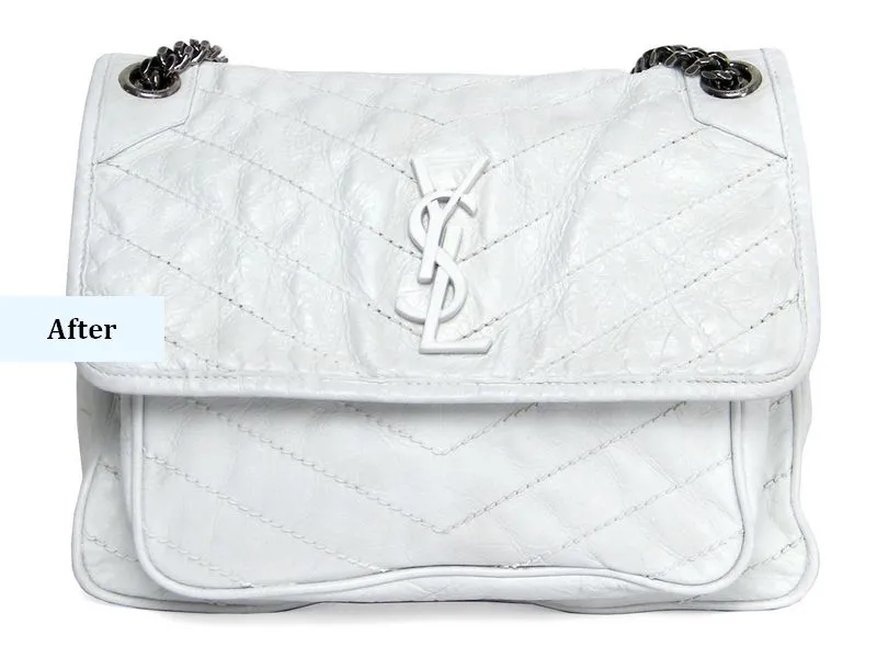 תיק YSL לבן לאחר חידוש מלא בחזית