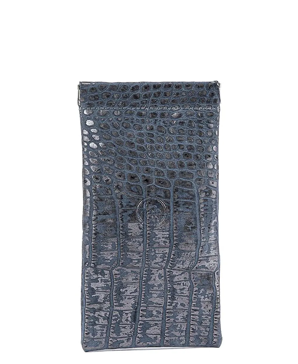 נרתיק למשקפיים מעור נאפה קרוקו כחול (1)