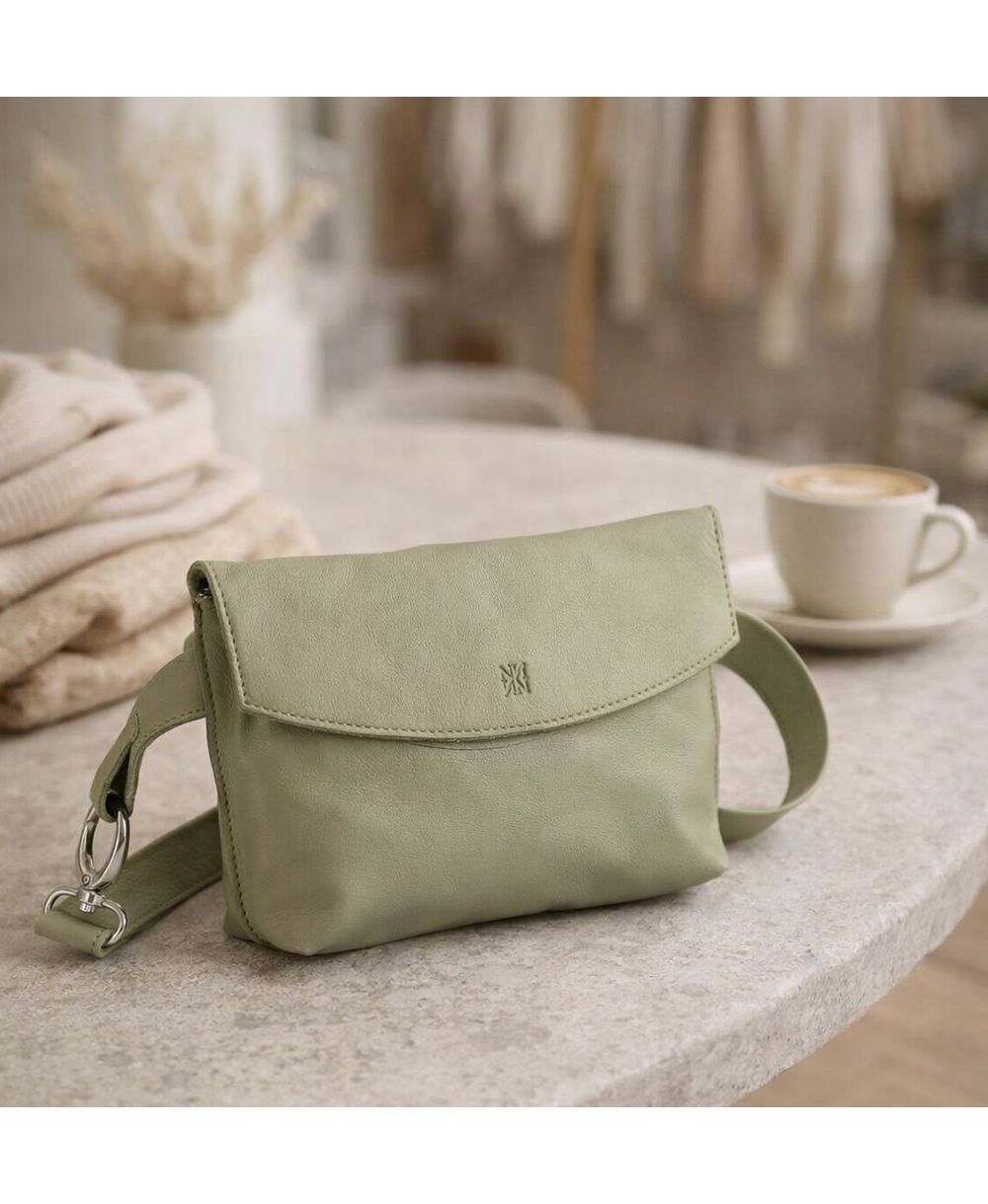 תיק פאוץ אלכסון נויה עור מנטה | נאפה – תמונה 2