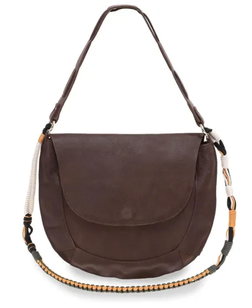 תיק צד מעור לנשים ראג'ה זמש חום כהה מעצבת נטע שדה neta sade