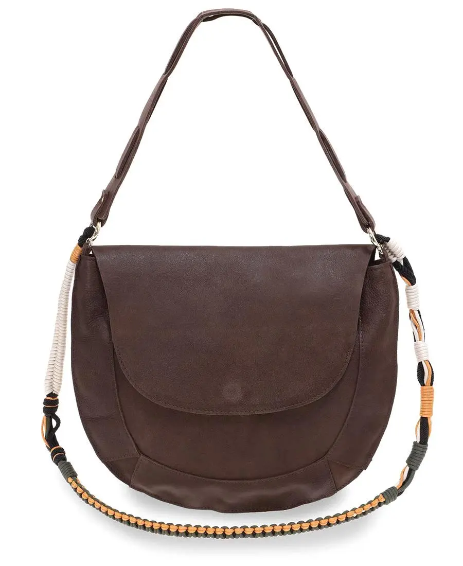 תיק צד מעור לנשים ראג'ה זמש חום כהה מעצבת נטע שדה neta sade