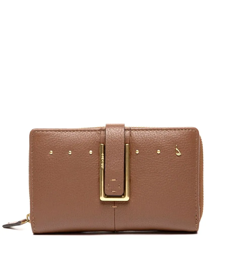 ארנק עור לנשים בגודל בינוני Abbacino בצבע קוניאק