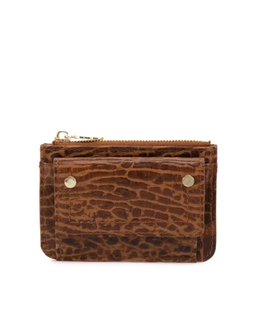 ארנק קטן לנשים מעור נטע שדה לימונית חום קרוקו