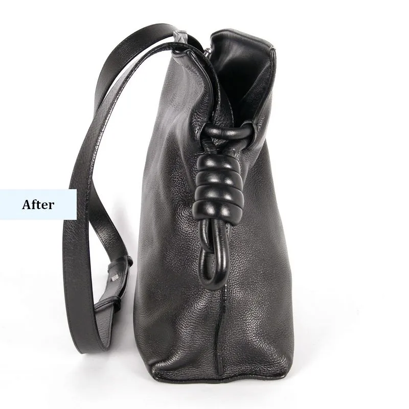 התוצאה הסופית לאחר תיקון חידוש וצביעה לתיק LOEWE (3) התוצאה הסופית לאחר תיקון חידוש וצביעה לתיק LOEWE מבט לקישוט הציק