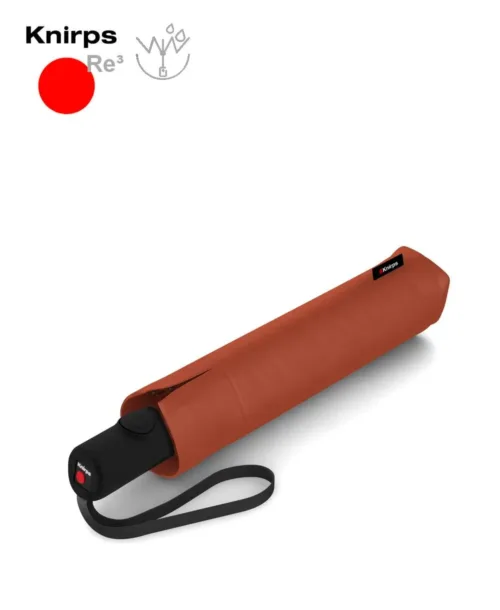 מטרייה מתקפלת עם פתיחה הפוכה בצבע קינמון, Knirps Re³, עמידות גבוהה לרוח, עם מנגנון פתיחה אוטומטי