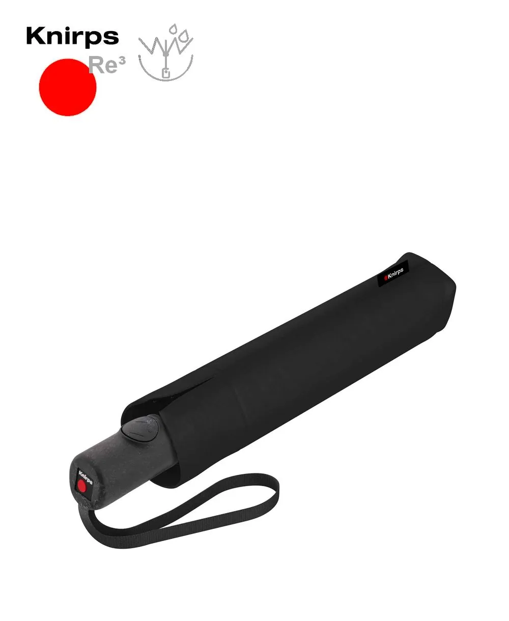 מטרייה מתקפלת עם פתיחה הפוכה בצבע שחור, Knirps Re³, עמידה לרוחות חזקות, מנגנון פתיחה וסגירה אוטומטי