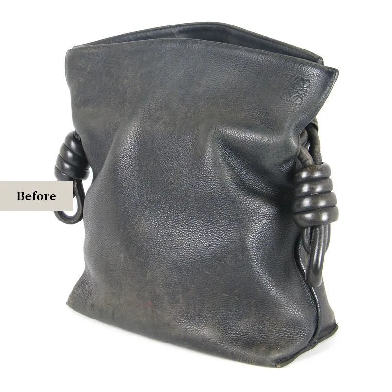 צד תיק LOEWE לפני תיקון מגנטים ושחזור עור צד תיק LOEWE לפני תיקון מגנטים ושחזור עור