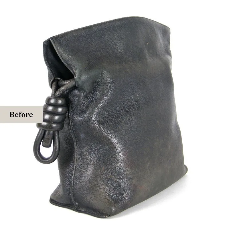 תיק LOEWE לפני תיקון עור וצביעה במצב שחוק עם סימני שימוש תיק LOEWE לפני תיקון עור וצביעה במצב שחוק עם סימני שימוש