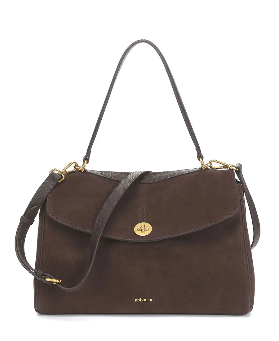 תיק צד לנשים מעור זמש חום עשיר | Abbacino – תמונה 3